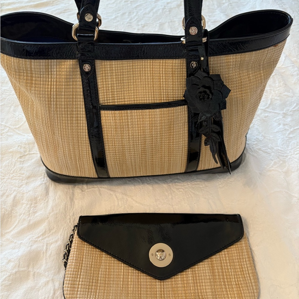 Cole Haan Black and Tan Tote and Clutch Set